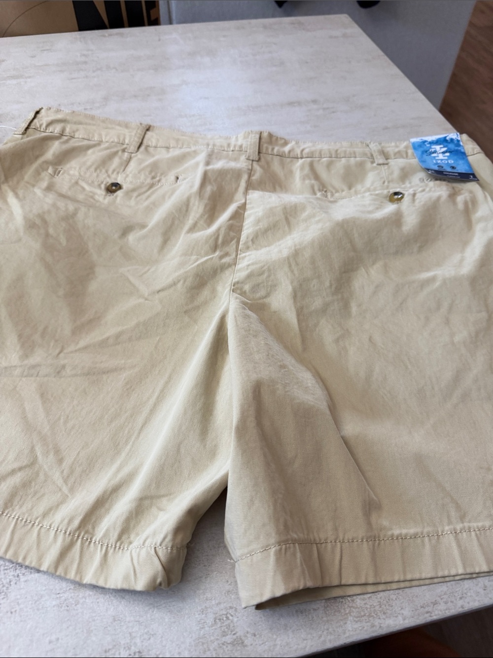Izod Men's Beige Flat-Front Cotton Shorts